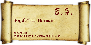 Bogáts Herman névjegykártya